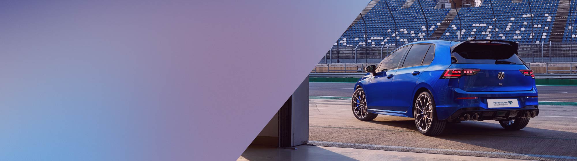 blue VW car split image