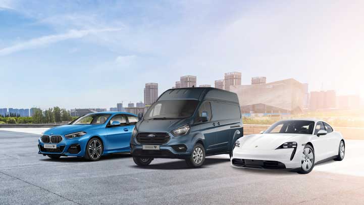 Range Of Three Vehicles From The Side Front