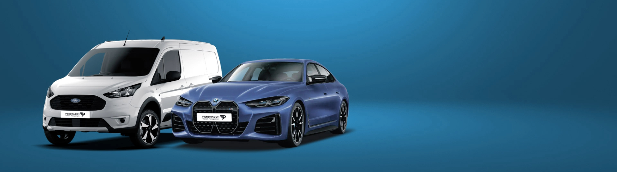 van and car blue background