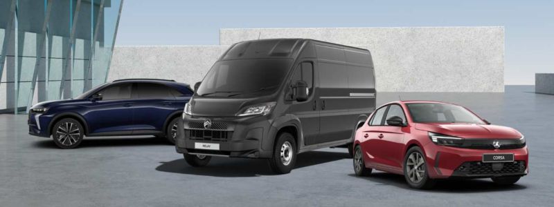 1 van and 2 cars lined up