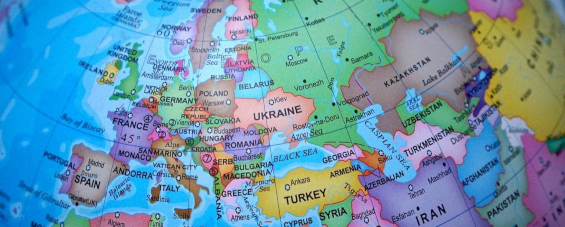 A Section of a World Map in Different Colours