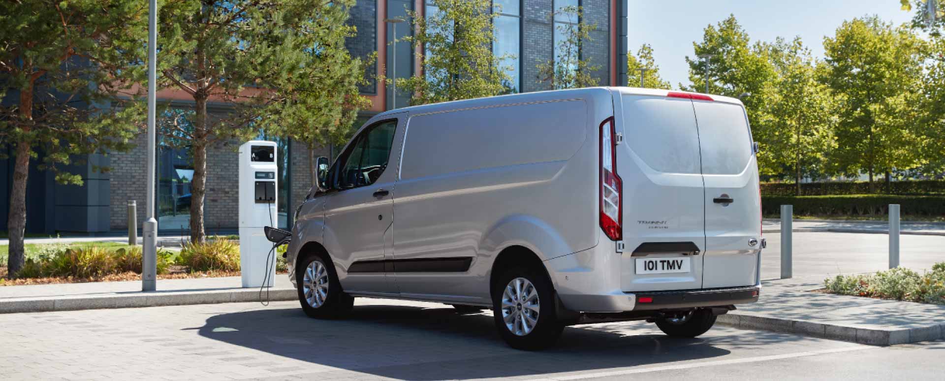 Electric Ford Transit Van Being Charged