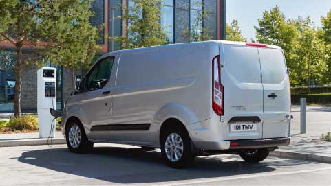 Electric Ford Transit Van Being Charged