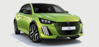 Yellow Peugeot 208 Exterior Front Studio